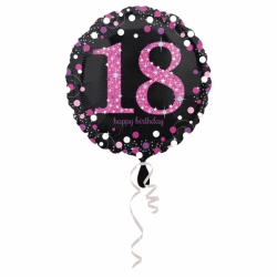 Balon foliowy Czarny na 18 Urodziny Happy Birthday 45 cm
